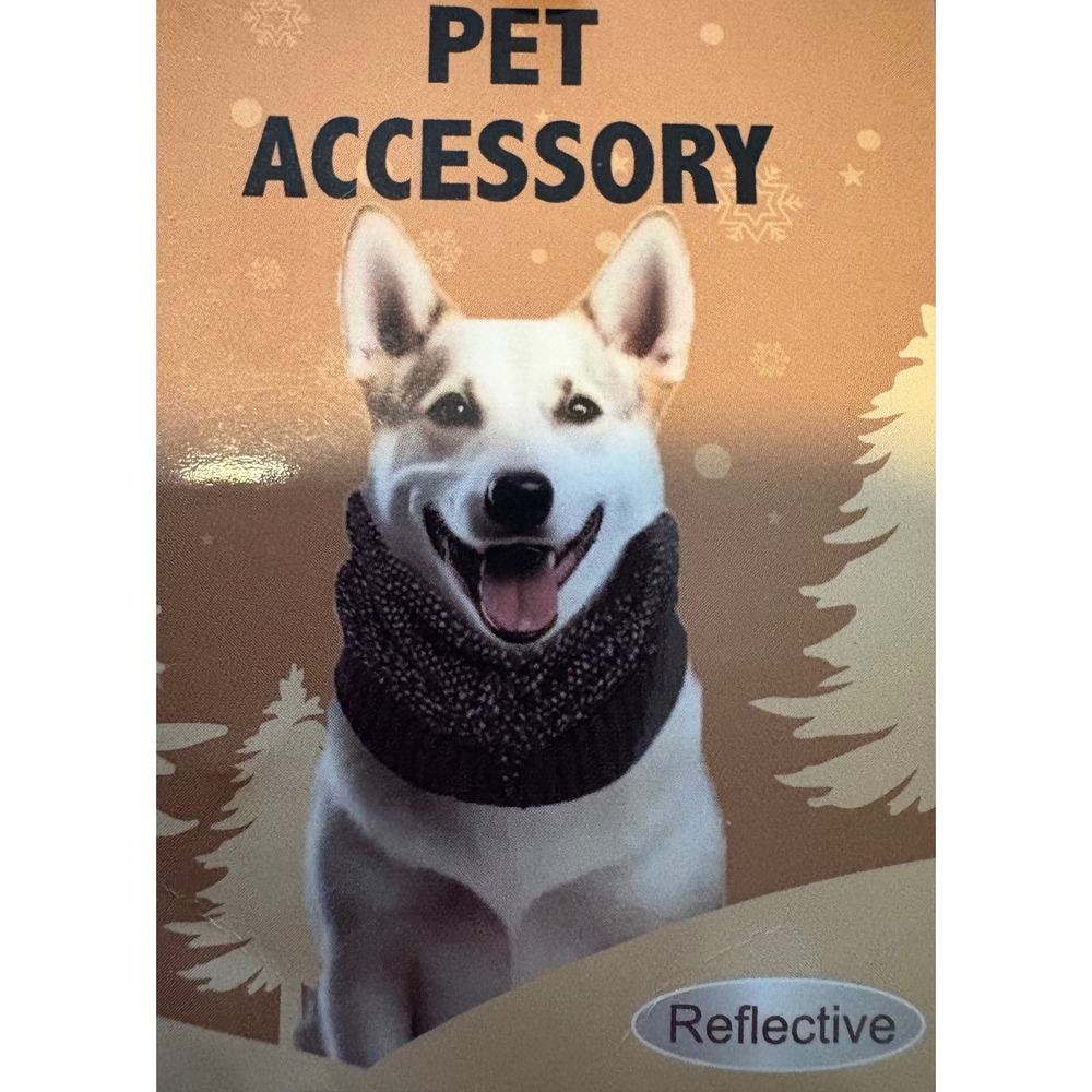 (A4) Reflective Knit Dog Snood Neck Warmer Marled Black White Pet Accessory NWT